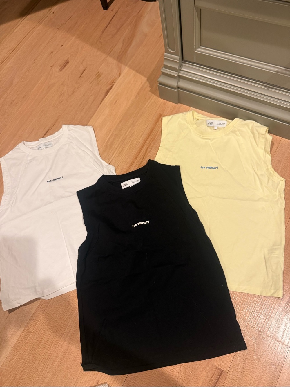 Zara Kids Tank Tops in White, Black & Pale Yellow